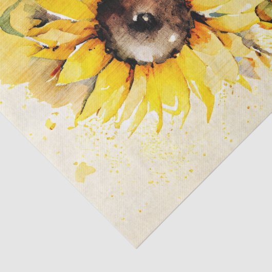 Sonnenblumendekoupage Wasserfarbe Seidenpapier (Detail)