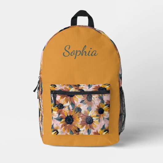 Sonnenblumendesign Bedruckter Rucksack (Vorderseite)