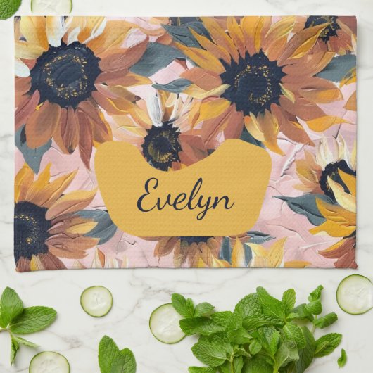 Sonnenblumendesign Geschirrtuch (Gefaltet)