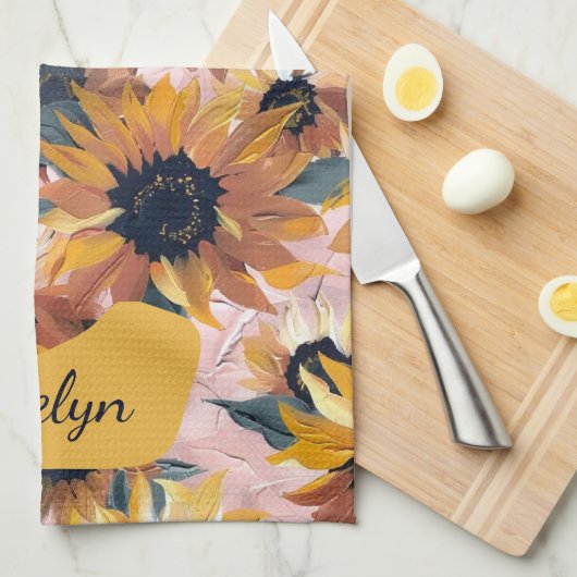 Sonnenblumendesign Geschirrtuch (Viertel Falte)