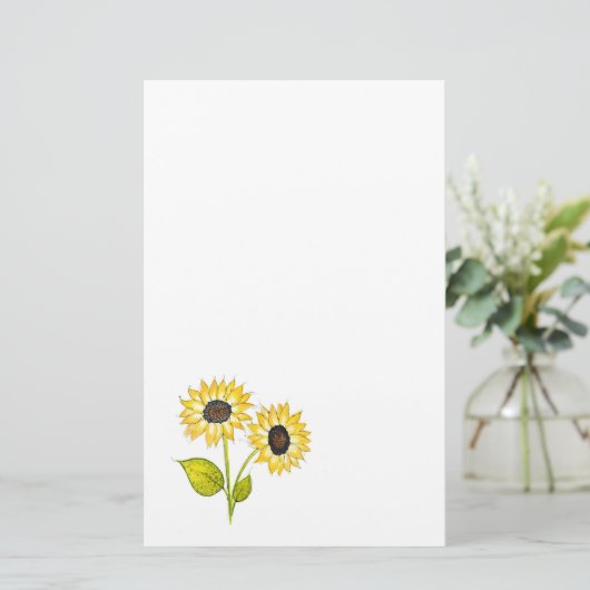 Sonnenblumenduet Briefpapier (Stehend Vorderseite)