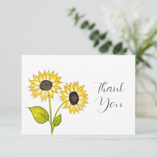 "Sonnenblumenduet" Dankeskarte (Stehend Vorderseite)