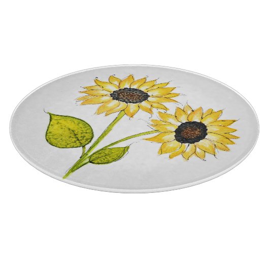 "Sonnenblumenduet" Schneidebrett (Ecke)