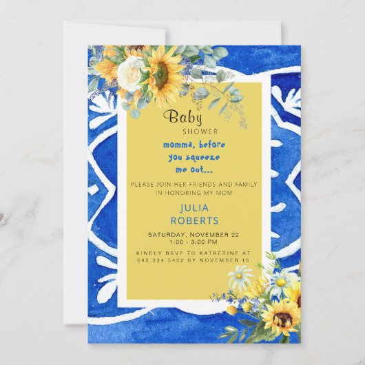 Sonnenblumendusche Einladung (Vorderseite)