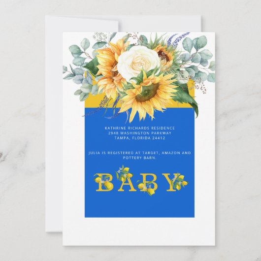 Sonnenblumendusche Einladung (Rückseite)