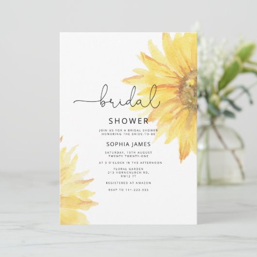 Sonnenblumendusche Einladung (Stehend Vorderseite)