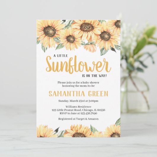 Sonnenblumendusche Einladung (Stehend Vorderseite)