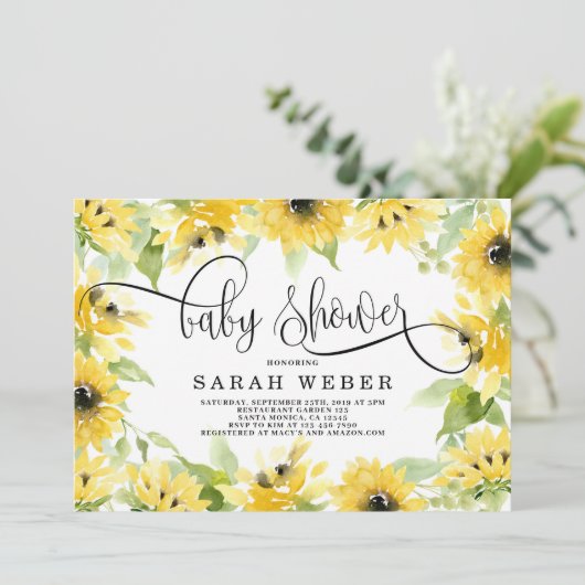 Sonnenblumendusche Einladung (Stehend Vorderseite)