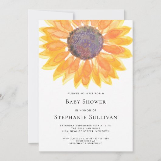 Sonnenblumendusche Einladung (Vorderseite)