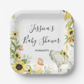 Sonnenblumendusche Elephant Baby Dusche Pappteller (Vorderseite)