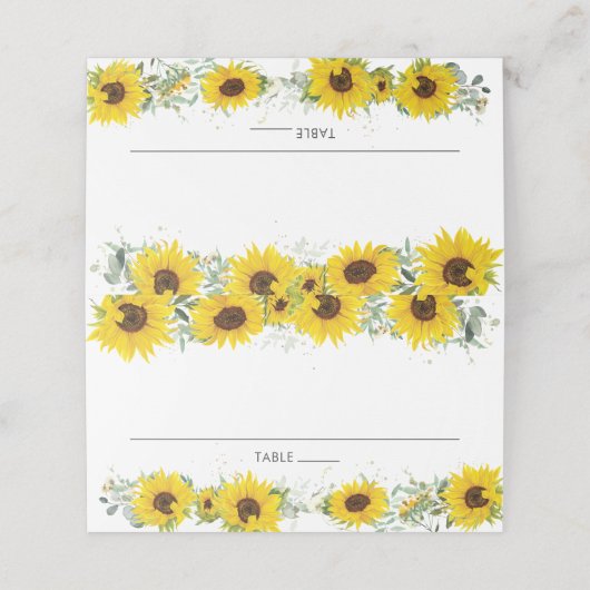 Sonnenblumendusche Name Platzkarte (Außenseite Aufgefaltet)