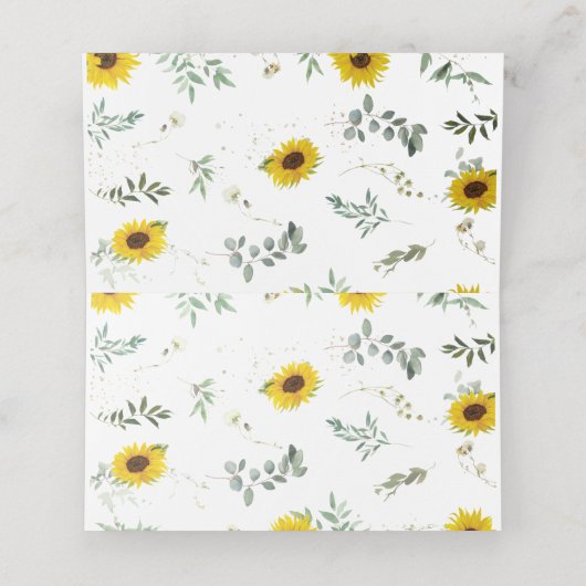 Sonnenblumendusche Name Platzkarte (Innenseite Aufgefaltet)