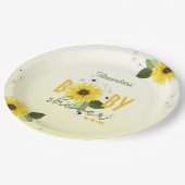 Sonnenblumendusche Pappteller (Schrägansicht)