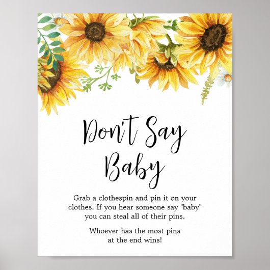 Sonnenblumendusche sagt nicht Baby Poster (Vorne)