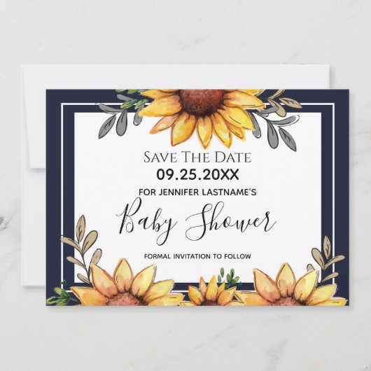 Sonnenblumendusche Save the Date Einladung (Vorderseite)