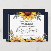 Sonnenblumendusche Save the Date Einladung (Vorne/Hinten)