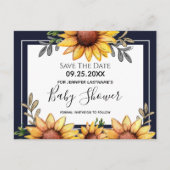 Sonnenblumendusche Save the Date Einladung Postkarte (Vorderseite)