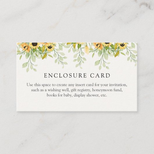 Sonnenblumenduschkarte Begleitkarte (Vorderseite)