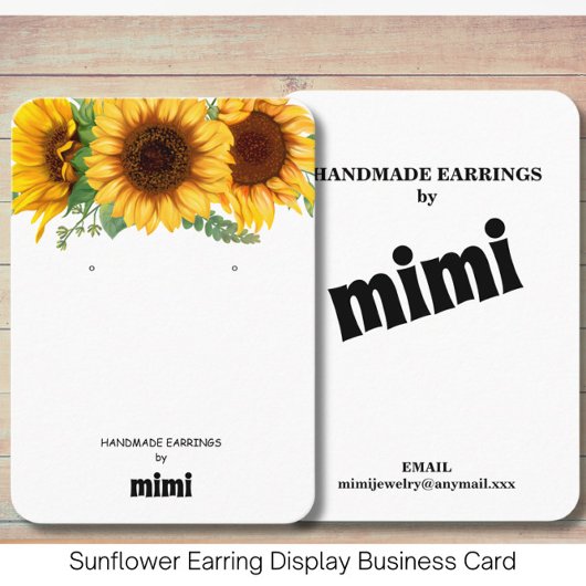 SonnenblumenEarring Display Business Card Visitenkarte