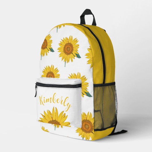 Sonnenblumeneigenschaft Bedruckter Rucksack (Rückseitige Ecke Rechts)