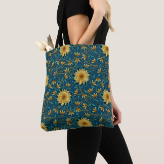 Sonnenblumeneleganz - lebendiges Blumenmuster Tasche