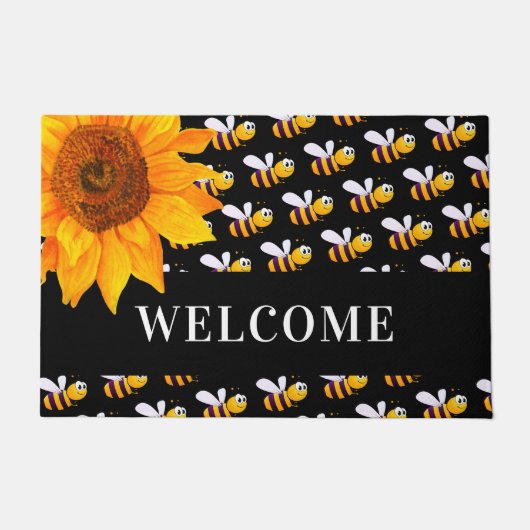 Sonnenblumenempfang für schwarze Hummeln Fußmatte (Vorderseite)