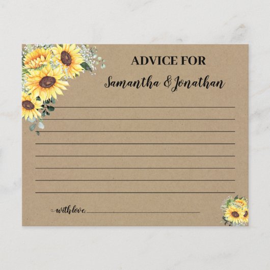 Sonnenblumenempfehlung für Happy Couple Duschkarte Flyer (Vorne)