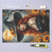 Sonnenblumenernte Hexe mit fiery Red Hair Seidenpapier (Handwerk)