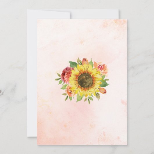 Sonnenblumenfall Blorgoldenes Brautparty Einladung (Rückseite)