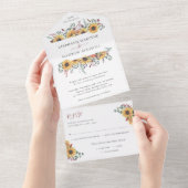 Sonnenblumenfall Eukalyptus Botanische Hochzeit All In One Einladung (Abreißen)