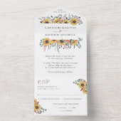 Sonnenblumenfall Eukalyptus Botanische Hochzeit All In One Einladung (Innen Boden)