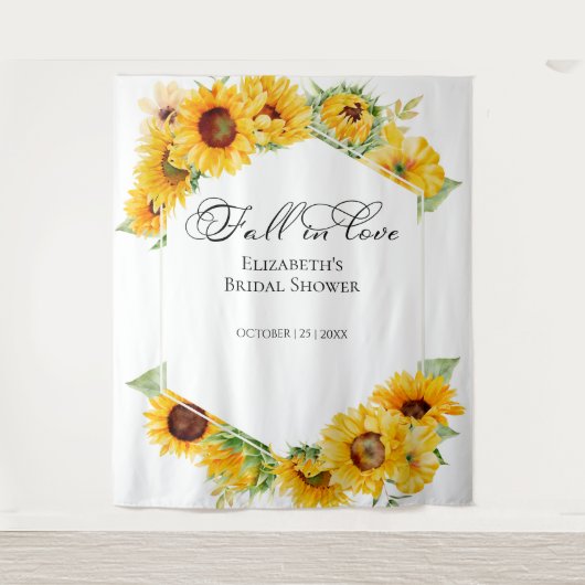 Sonnenblumenfall in Liebe Brautparty Hintergrund Wandteppich (Vorderseite)