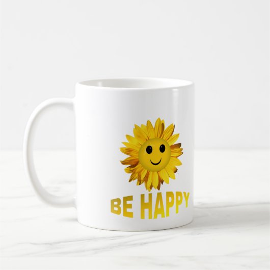 Sonnenblumenfalle "Be Happy" Tasse/Cups Kaffeetasse (Links)