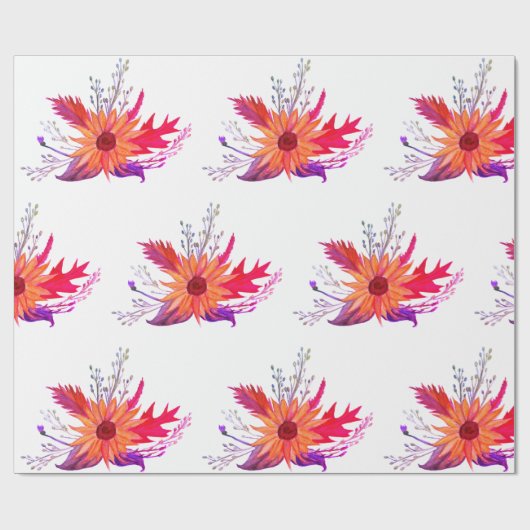 Sonnenblumenfallen Zeichnend Wrapping Paper Geschenkpapier (Flach)