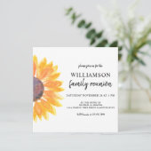 Sonnenblumenfamilie Wiedersehen Einladung (Stehend Vorderseite)