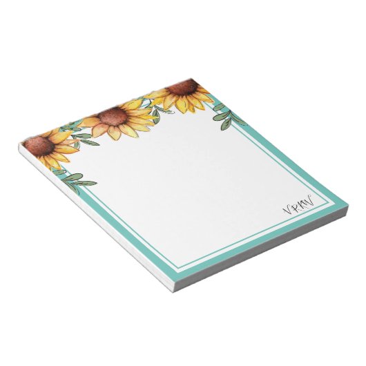 Sonnenblumenfarbe Mit Monogramm Notizblock (angewinkelt)
