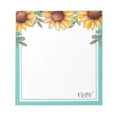 Sonnenblumenfarbe Mit Monogramm Notizblock (Vorderseite)