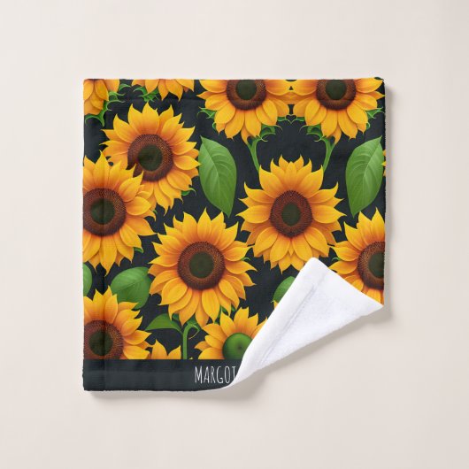 Sonnenblumenfarm 3D farbiges Muster Badhandtuch Set (Waschlappen)