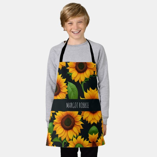 Sonnenblumenfarm 3D farbiges Muster Schürze (Getragen)