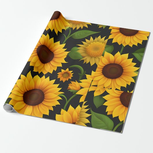 Sonnenblumenfarm 3D Isometrisches Muster Geschenkpapier (Ungerollt)