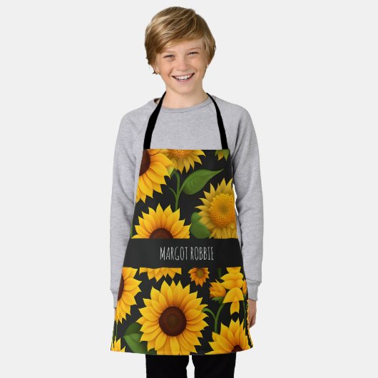 Sonnenblumenfarm 3D Isometrisches Muster Schürze (Getragen)