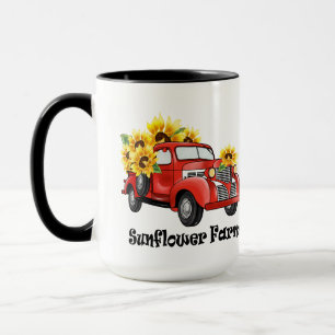 "Sonnenblumenfarm" Vintager LKW/Sonnenblumenkaffee Tasse