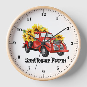 "Sonnenblumenfarm" Vintager LKW/Sonnenblumenwall Uhr