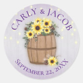 Sonnenblumenfass Lila Runder Aufkleber (Vorderseite)