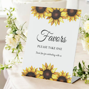 Sonnenblumenfavoriten Hochzeitgelb Sockelschild