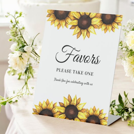 Sonnenblumenfavoriten Hochzeitgelb Sockelschild