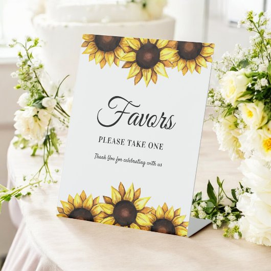 Sonnenblumenfavoriten Hochzeitgelb Sockelschild