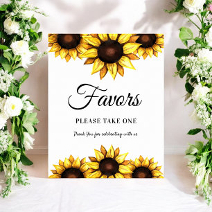 Sonnenblumenfavoriten Schild Weißes Gelbes Poster