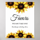 Sonnenblumenfavoriten Schild Weißes Gelbes Poster (Vorne)