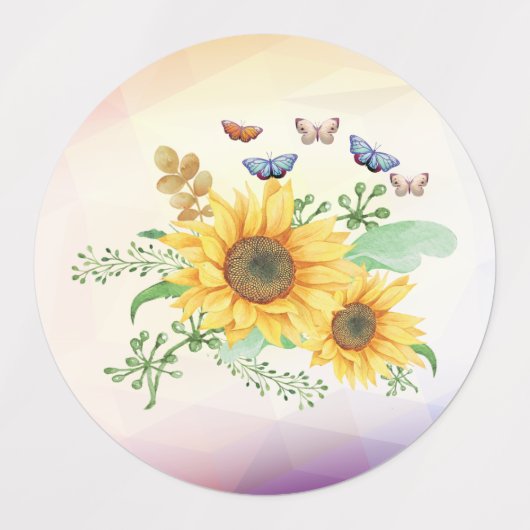 Sonnenblumenfeder Etiketten (Design 2)